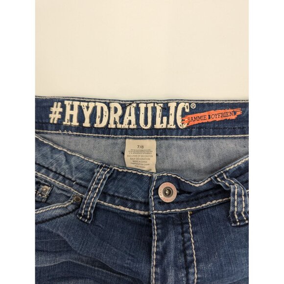 Hydraulic Sammie Boyfriend Women Jean Shorts Distressed Embroidered Size 7/8 - Picture 6 of 9